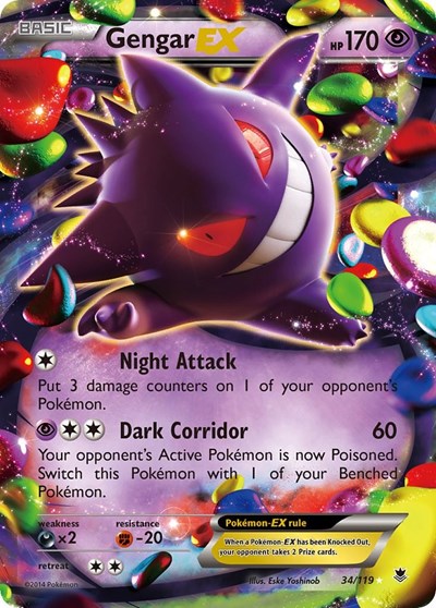 Gengar EX (PHF) #34/119 Ultra Rare (Holofoil Near Mint) XY - Phantom Forces Pokemon: 2014
