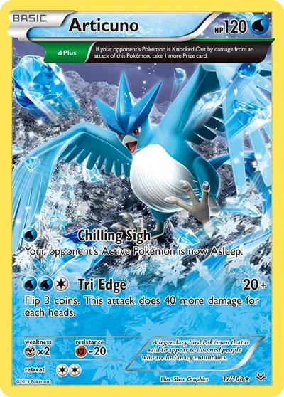 Articuno 17 Delta (ROS) #17/108 Rare (Reverse Holofoil Moderately Played) XY - Roaring Skies Pokemon: 2015