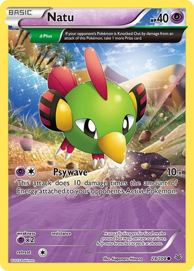 Natu 28 Delta (ROS) #28/108 Common (Reverse Holofoil Moderately Played) XY - Roaring Skies Pokemon: 2015
