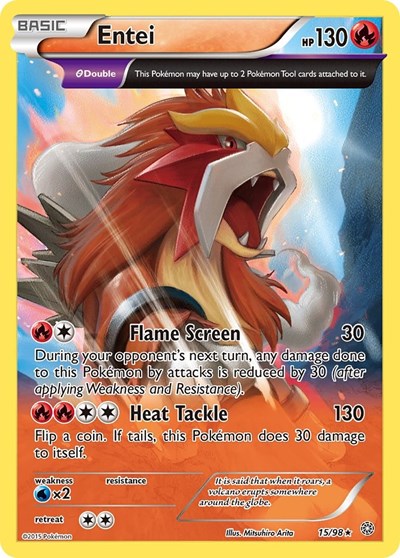 Entei 15 (AOR) #15/98 Holo Rare (Holofoil Lightly Played) XY - Ancient Origins Pokemon: 2015