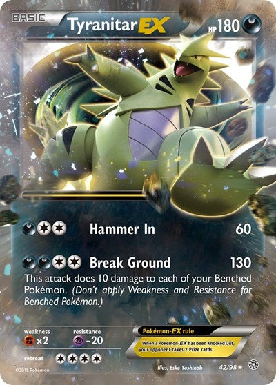 Tyranitar EX (AOR) #42/98 Ultra Rare (Holofoil Damaged) XY - Ancient Origins Pokemon: 2015