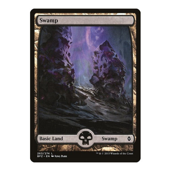 Swamp (263) - Full Art (BFZ) #263 Land (Moderately Played) Battle for Zendikar Magic: The Gathering: 2015