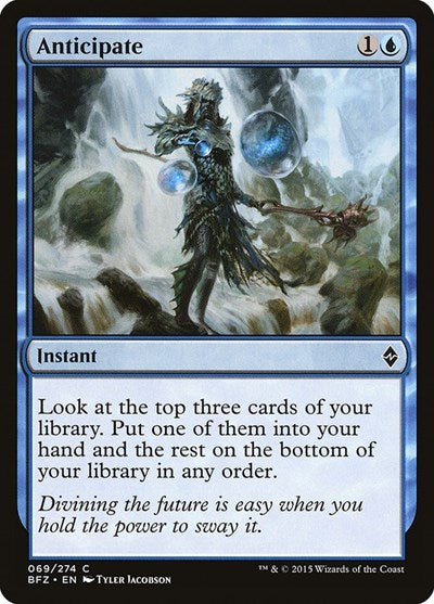 Anticipate (BFZ) #69 Common (Damaged) Battle for Zendikar Magic: The Gathering: 2015