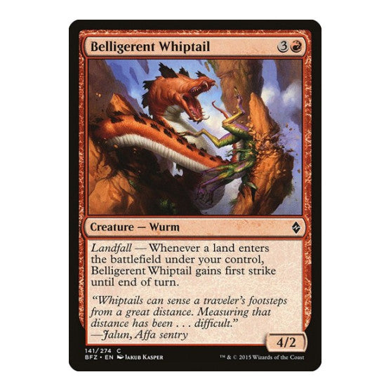 Belligerent Whiptail (BFZ) #141 Common (Moderately Played) Battle for Zendikar Magic: The Gathering: 2015