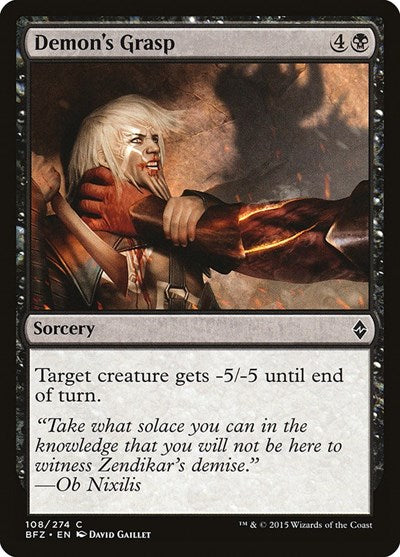 Demons Grasp (BFZ) #108 Common (Lightly Played) Battle for Zendikar Magic: 2015