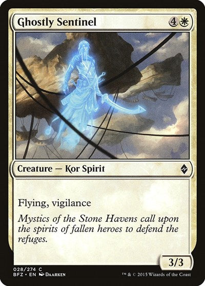 Ghostly Sentinel (BFZ) #28 Common (Lightly Played) Battle for Zendikar Magic: 2015