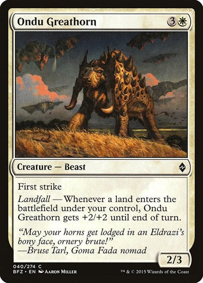 Ondu Greathorn (BFZ) #40 Common (Lightly Played) Battle for Zendikar Magic: The Gathering: 2015