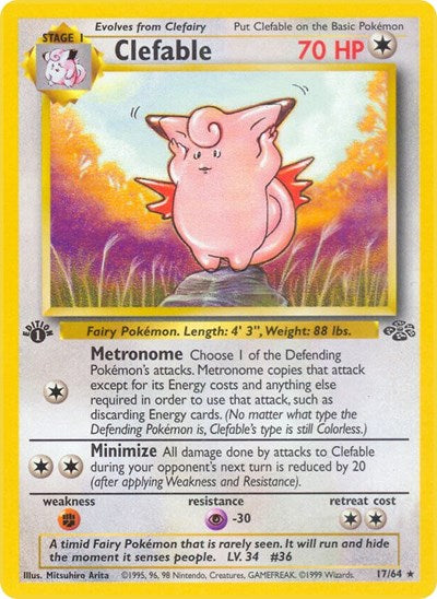 Clefable 17 (JU) #17/64 Rare (Unlimited Near Mint) Jungle Pokemon: 1999