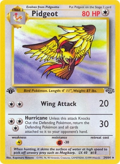 Pidgeot 24 (JU) #24/64 Rare Jungle Pokemon: 1999