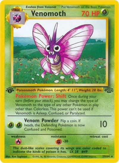 Venomoth 29 (JU) #29/64 Rare (Unlimited Lightly Played) Jungle Pokemon: 1999