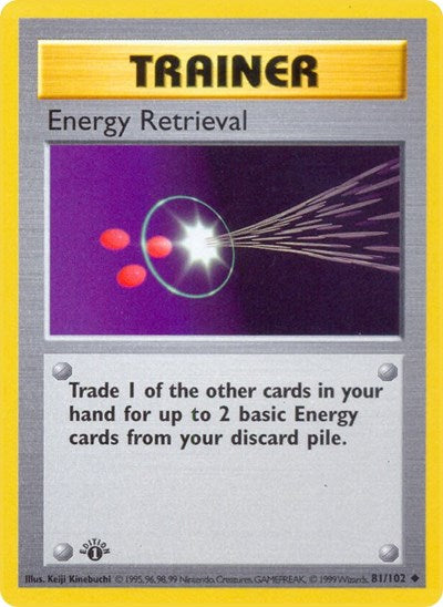 Energy Retrieval (BSS) #081/102 Uncommon Base Set (Shadowless) Pokemon: 1999