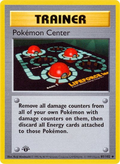 Pokemon Center (BSS) #085/102 Uncommon Base Set (Shadowless) Pokemon: 1999