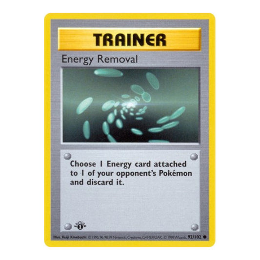 Energy Removal (BSS) #092/102 Common Base Set (Shadowless) Pokemon: 1999