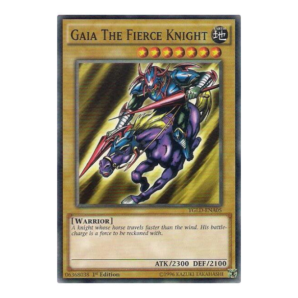 Gaia The Fierce Knight (YGLD) #YGLD-ENA05 Common / Short Print (Unlimited Damaged) King of Games: Yugi's Legendary Decks YuGiOh: 2015