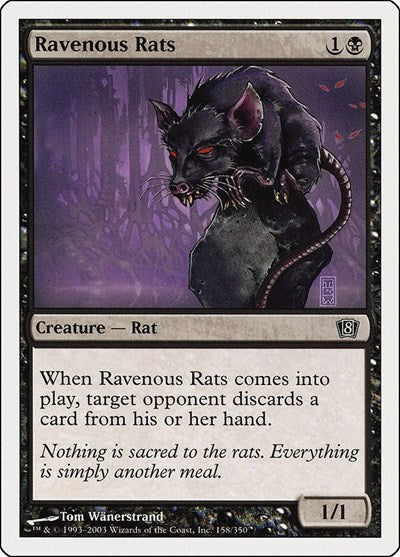 2003 Magic: 8th Edition (8ED) - Ravenous Rats (#158★, Common) (Heavily Played)