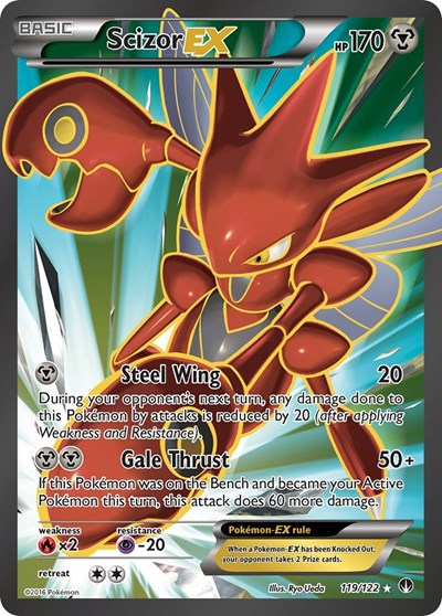 Scizor EX Full Art (BKP) #119/122 Ultra Rare (Holofoil Lightly Played) XY - BREAKpoint Pokemon: 2016
