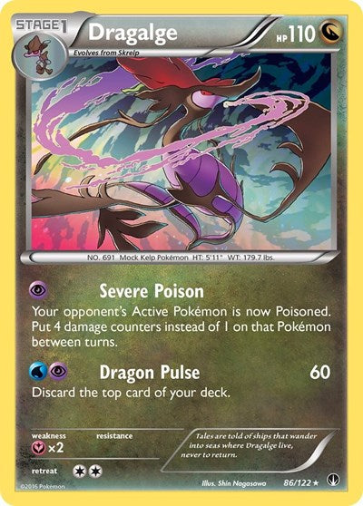 Dragalge (BKP) #86/122 Holo Rare (Holofoil Moderately Played) XY - BREAKpoint Pokemon: 2016