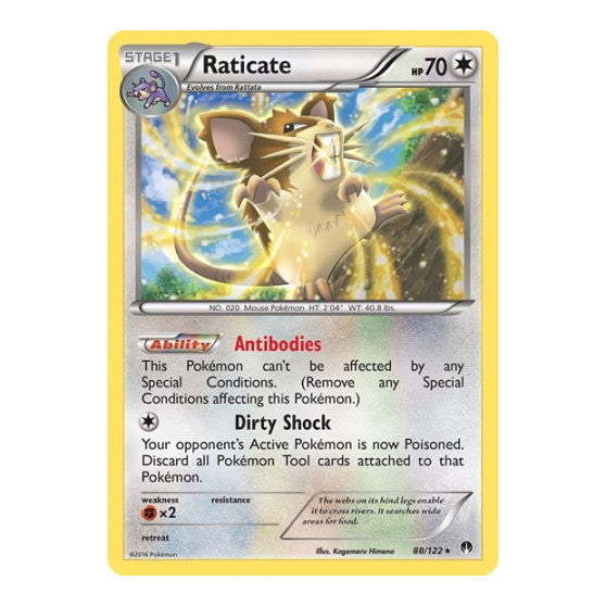 Raticate (BKP) #88/122 Rare (Reverse Holofoil Heavily Played) XY - BREAKpoint Pokemon: 2016