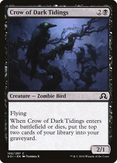 Crow of Dark Tidings (SOI) #105 Common (Moderately Played) Shadows over Innistrad Magic: The Gathering: 2016