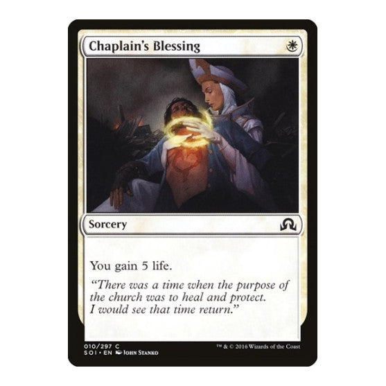 Chaplain's Blessing (SOI) #10 Common (Lightly Played) Shadows over Innistrad Magic: The Gathering: 2016