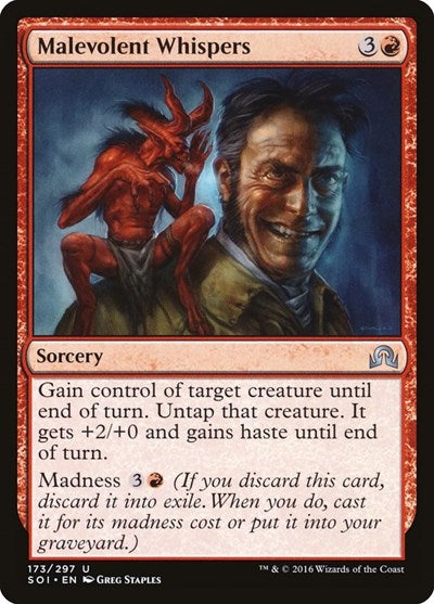 Malevolent Whispers (SOI) #173 Uncommon (Lightly Played) Shadows over Innistrad Magic: The Gathering: 2016