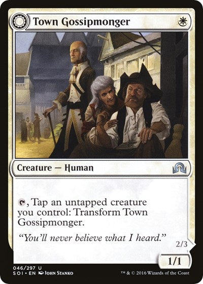 Town Gossipmonger (SOI) #46 Uncommon (Lightly Played) Shadows over Innistrad Magic: The Gathering: 2016