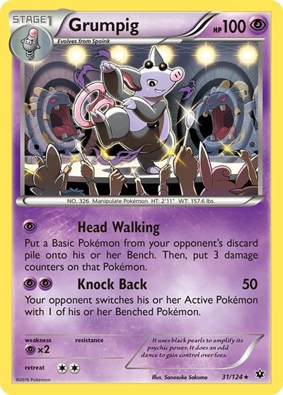 Grumpig (FCO) #31/124 Rare (Reverse Holofoil Near Mint) XY - Fates Collide Pokemon: 2016