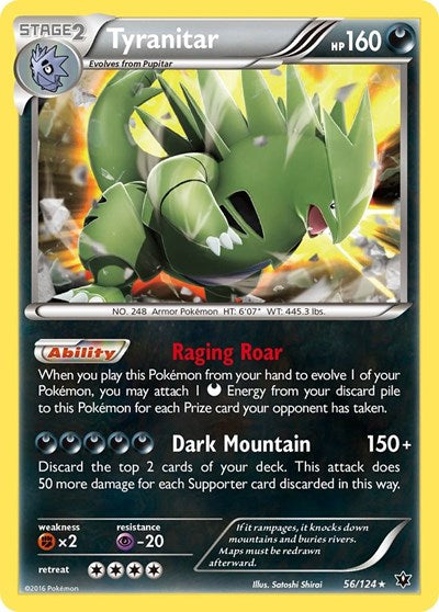 Tyranitar (FCO) #56/124 Holo Rare (Reverse Holofoil Near Mint) XY - Fates Collide Pokemon: 2016