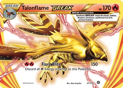Talonflame BREAK (STS) #21/114 Rare BREAK (Holofoil Heavily Played) XY - Steam Siege Pokemon: 2016