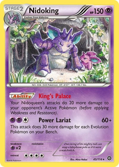 Nidoking (STS) #45/114 Rare (Heavily Played) XY - Steam Siege Pokemon: 2016