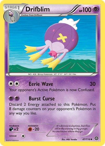 Drifblim (STS) #47/114 Uncommon (Reverse Holofoil Moderately Played) XY - Steam Siege Pokemon: 2016