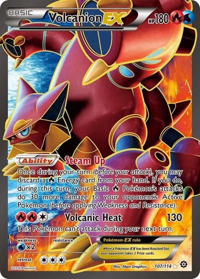 Volcanion EX Full Art (STS) #107/114 Ultra Rare (Holofoil Near Mint) XY - Steam Siege Pokemon: 2016