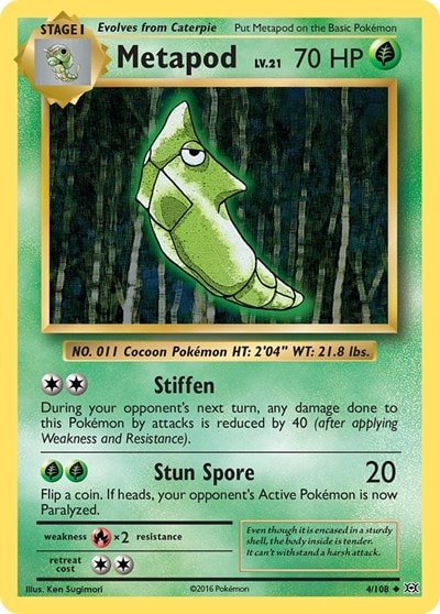 Metapod (EVO) #4/108 Uncommon (Reverse Holofoil Moderately Played) XY - Evolutions Pokemon: 2016