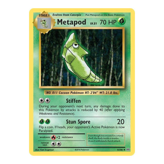 Metapod (EVO) #4/108 Uncommon (Reverse Holofoil Moderately Played) XY - Evolutions Pokemon: 2016