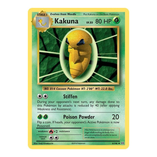 Kakuna (EVO) #6/108 Uncommon (Reverse Holofoil Moderately Played) XY - Evolutions Pokemon: 2016