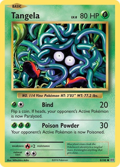 Tangela (EVO) #8/108 Common (Reverse Holofoil Lightly Played) XY - Evolutions Pokemon: 2016