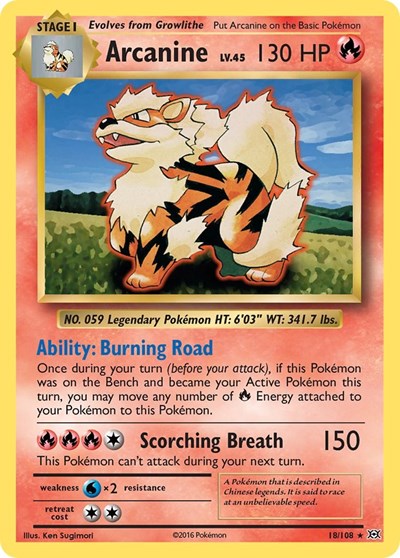 Arcanine (EVO) #18/108 Rare XY - Evolutions Pokemon: 2016