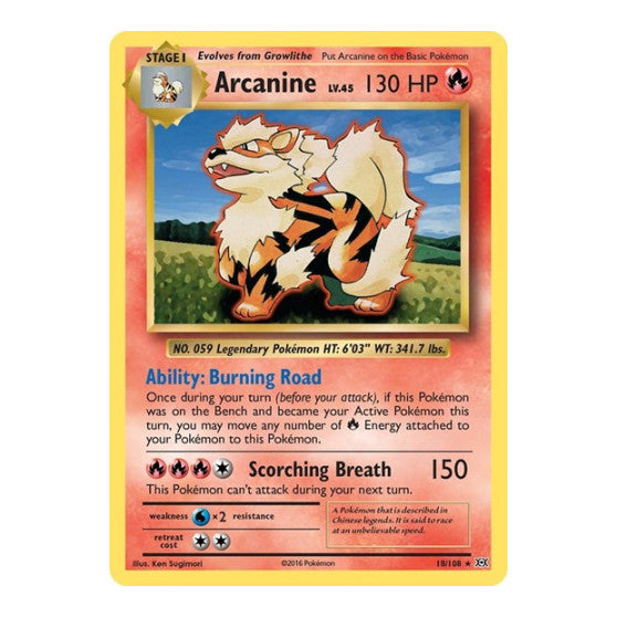 Arcanine (EVO) #18/108 Rare XY - Evolutions Pokemon: 2016