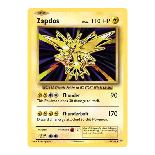 Zapdos (EVO) #42/108 Holo Rare (Reverse Holofoil Near Mint) XY - Evolutions Pokemon: 2016