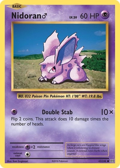 Nidoran M (EVO) #43/108 Common (Reverse Holofoil Near Mint) XY - Evolutions Pokemon: 2016