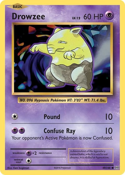 Drowzee (EVO) #49/108 Common (Reverse Holofoil Moderately Played) XY - Evolutions Pokemon: 2016