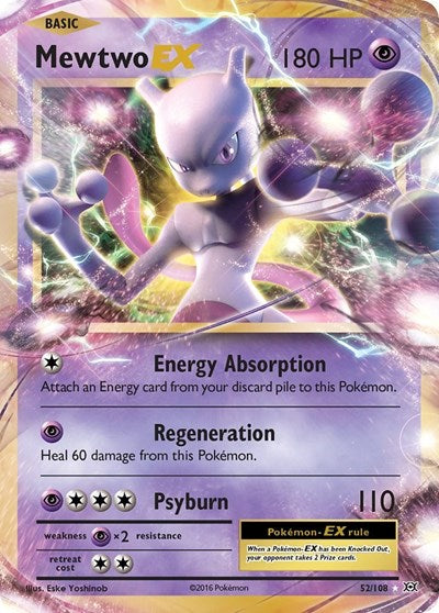 Mewtwo EX (EVO) #52/108 Ultra Rare (Holofoil Damaged) XY - Evolutions Pokemon: 2016
