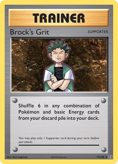 Brock's Grit (EVO) #74/108 Uncommon (Reverse Holofoil Moderately Played) XY - Evolutions Pokemon: 2016