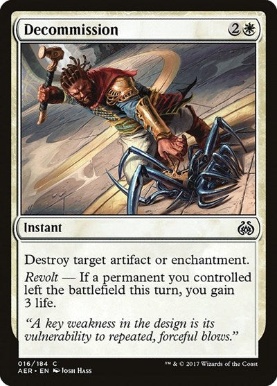 Decommission (AER) #16 Common (Lightly Played) Aether Revolt Magic: The Gathering: 2017