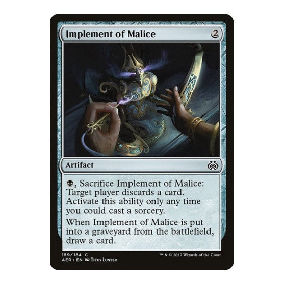 Implement of Malice (AER) #159 Common (Lightly Played) Aether Revolt Magic: The Gathering: 2017