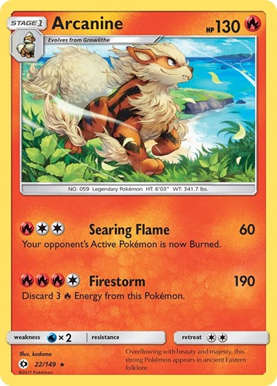 Arcanine (SM01) #22/149 Holo Rare (Holofoil Near Mint) SM Base Set Pokemon: 2017