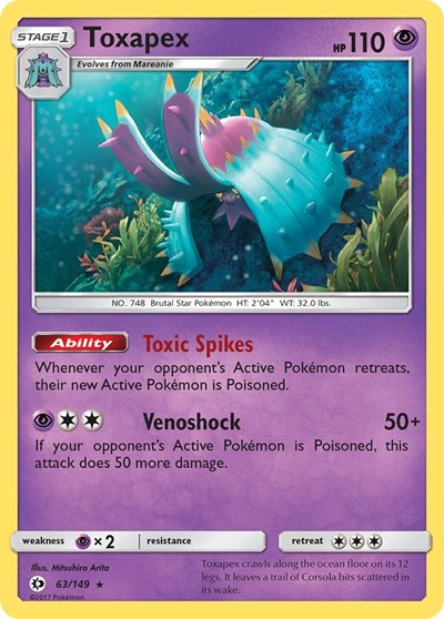 Toxapex (SM01) #63/149 Holo Rare (Reverse Holofoil Moderately Played) SM Base Set Pokemon: 2017