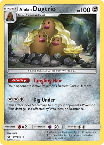 Alolan Dugtrio (SM01) #87/149 Holo Rare (Reverse Holofoil Near Mint) SM Base Set Pokemon: 2017