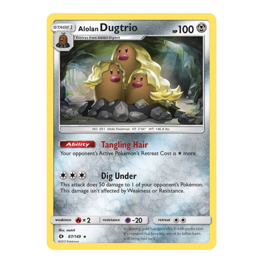 Alolan Dugtrio (SM01) #87/149 Holo Rare (Reverse Holofoil Near Mint) SM Base Set Pokemon: 2017
