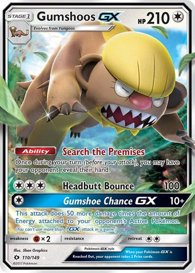 Gumshoos GX (SM01) #110/149 Ultra Rare (Holofoil Near Mint) SM Base Set Pokemon: 2017